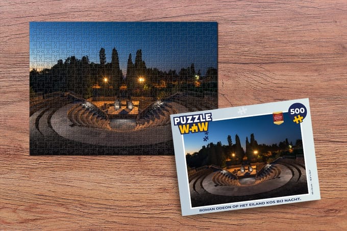 Puzzel Roman Odeon op het eiland Kos bij nacht. - Legpuzzel - Puzzel 500 stukjes