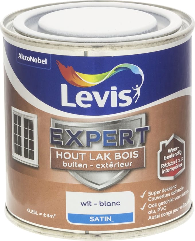 Levis - Expert Hout Lak Buiten Satin - Wit - 0,25 L
