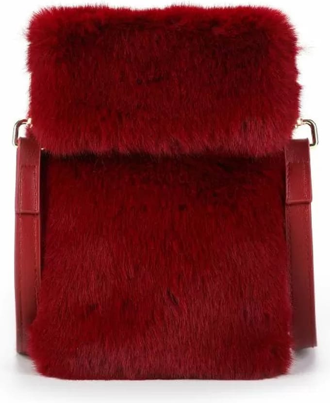Bijoutheek Tas Telefoon Furry Vacht Rood