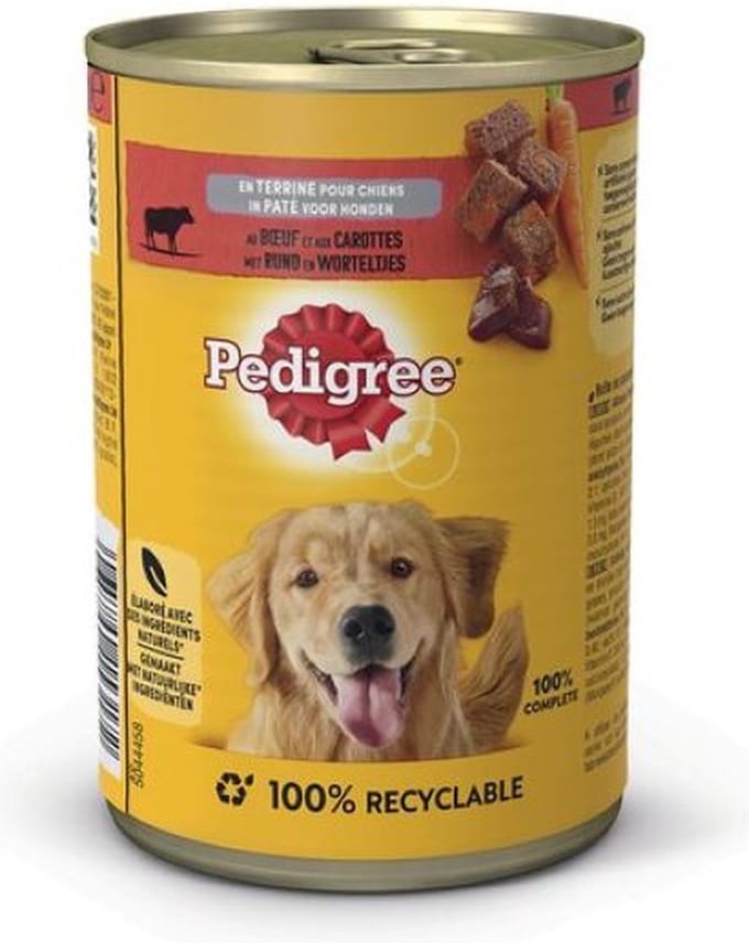15x Pedigree Blik met rundvlees en worteltjes in paté - 400g