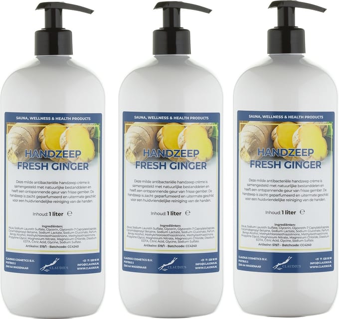 Handzeep Fresh Ginger 1 liter - met gratis pomp - set van 3 stuks