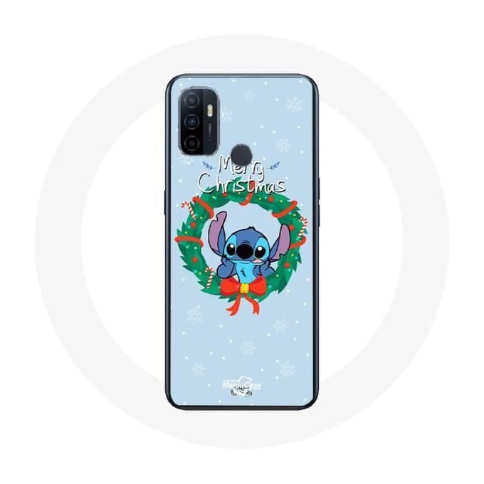 Coque pour Oppo A53 Stitch neige joyeux Noël bleu