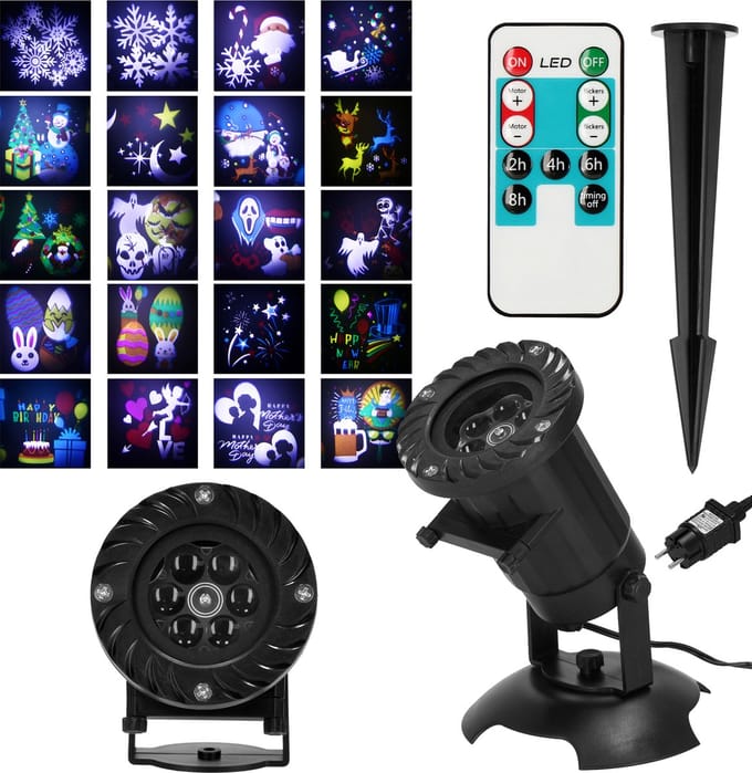 Springos Kerst Projector - Mini Beamer - 20 Motieven - 230V
