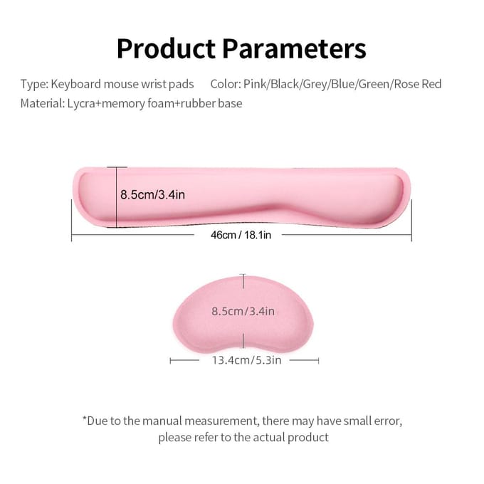 Memory Foam Toetsenbord Muis Pols Pad Set Kantoor Gaming Toetsenbord Muis Pols Pads met Lycra Stof roze