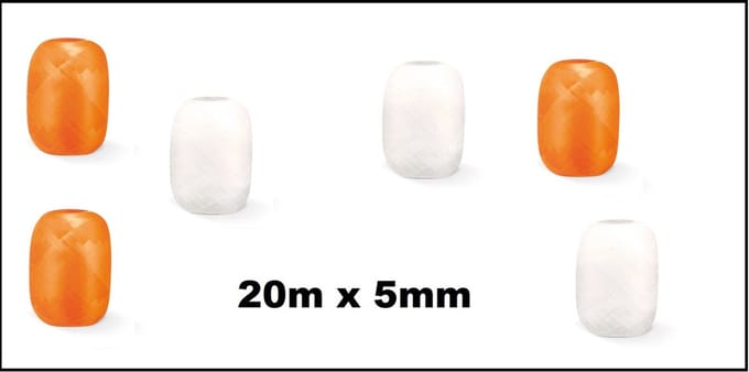 6x Cadeaulint oranje en wit 20 meter x 5 mm - Eitje - kado lint verjaardag kerst sinterklaas feest