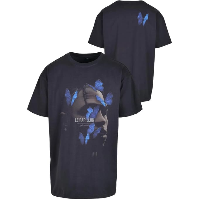 Mister Tee - Le Papillon Oversize Heren T-shirt - S - Paars