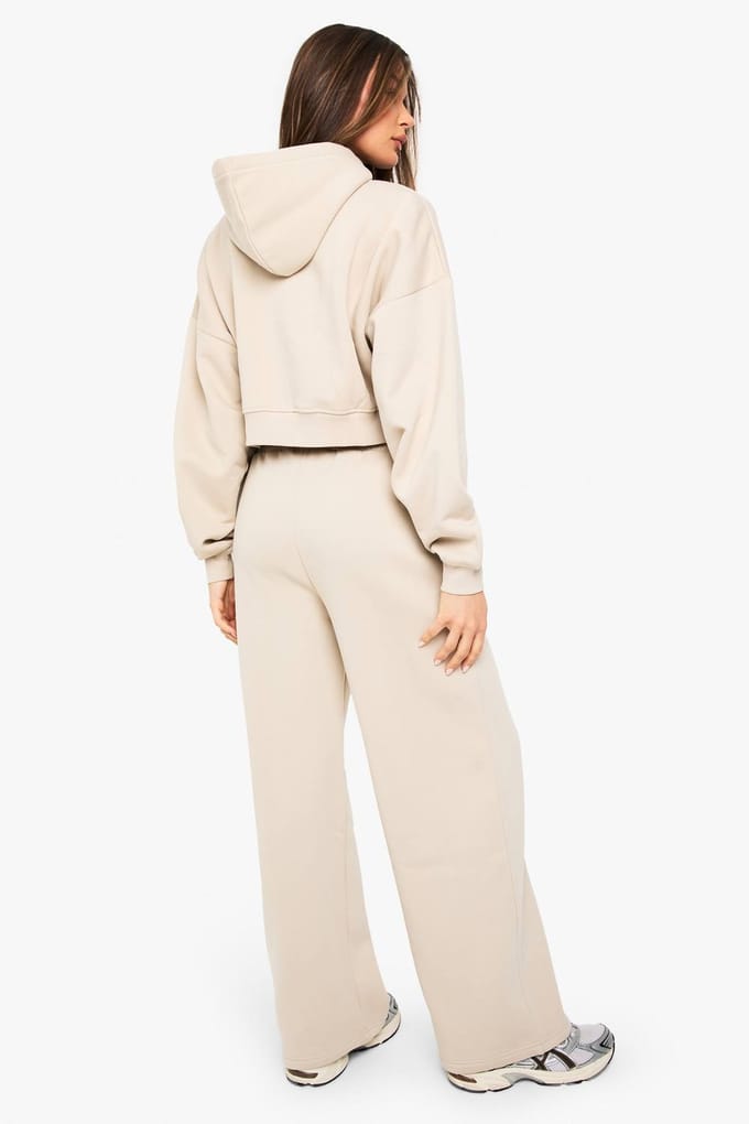boohoo Dames Pintuck-detail jogger met rechte pijp | Steen | Maat: Medium