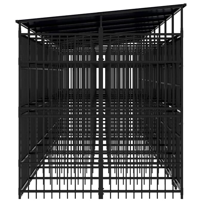 vidaXL - Hondenkennel - met - dak - 16,59 - m² - staal