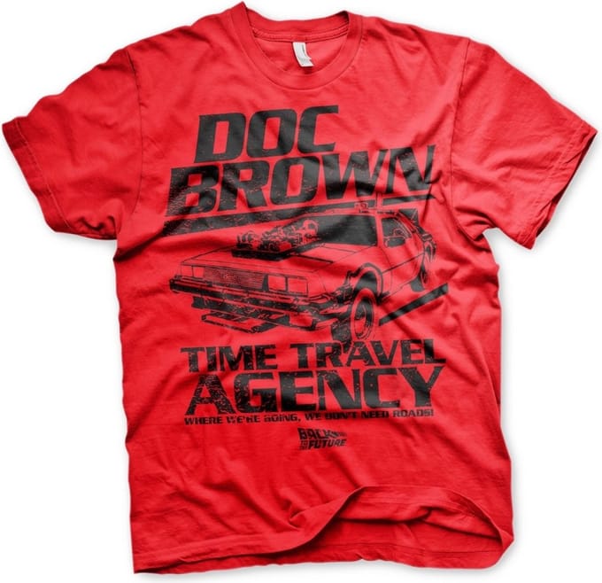 Back to the Future Doc Brown Time Travel Agency T-shirt rood