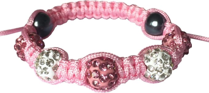 Fako Bijoux® - Armband - Disco Dots Kids - Roze/Wit