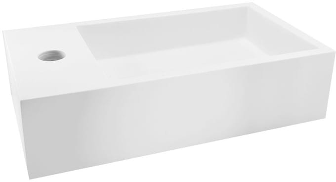 Solid Surface Fontein Links Mat Wit 400 x 220 mm Wandmodel