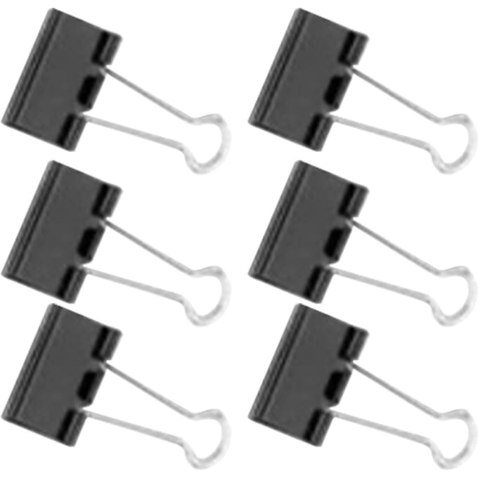 6 STuks Zwarte Mapklemmen 32mm Legering Duurzaam Exquis Kleine Papierklemmen voor Documenten Tickets black