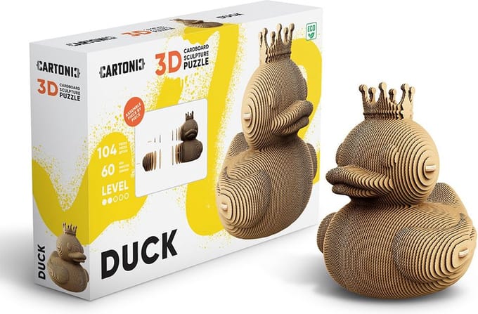 CARTONIC- Duck - 3D puzzel- Speelgoed - DIY- Creatief - Karton - Voor kinderen en volwassenen
