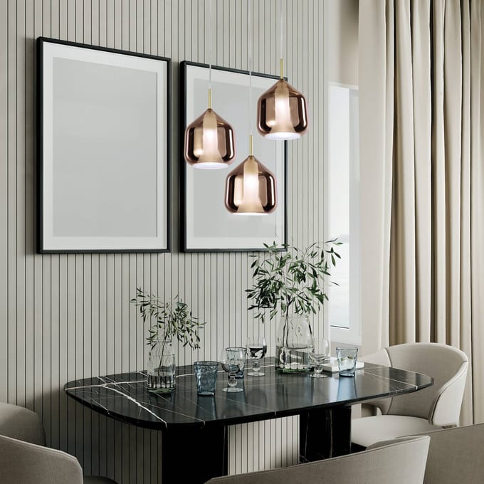 miloox by Sforzin Hanglamp X-Ray koper/goudkleurig 3-lamps rond glas