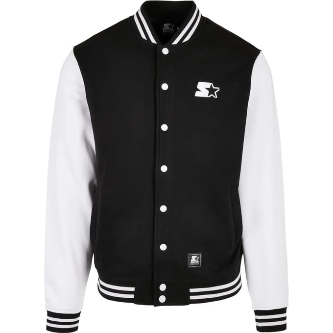 Starter Black Label - Fleece College jacket - S - Zwart/Wit