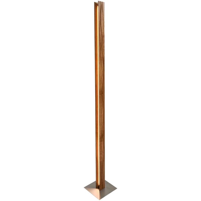 Elobra LED vloerlamp Atacama, eiken/mat nikkel, hoogte 150 cm, hout