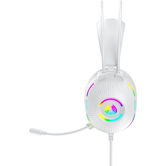 Gaming Headsets met Microfoon, Bedrade Koptelefoons met Ruisonderdrukking en Kleurrijke LED-verlichting 7.1 Surround Sound Over-Ear wit
