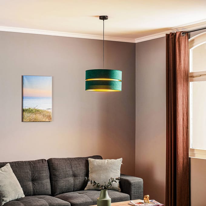 Euluna Duo hanglamp groen/goud Ø40cm 1-lamp