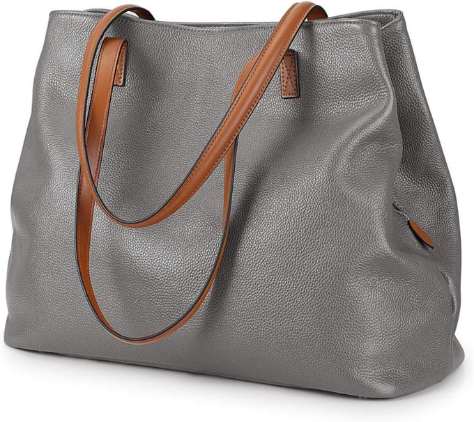 Dames Handtas van Zacht Echt Leer, Ruime Schoudertas voor 13 Inch Laptop, Stijlvolle en Functionele Tas