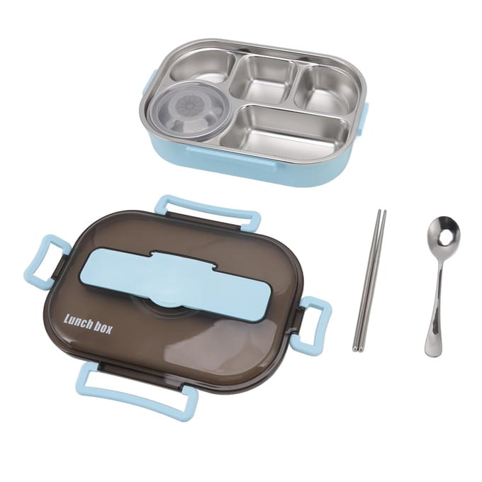Lunchbox RVS Thermische Lunchbox met Soepkom Eetstokjes Lepel voor blauw