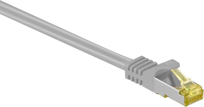Goobay RJ45 netwerkkabel S/FTP (PiMF), 500 MHz, met CAT 7 ruwe kabel, grijs, 25 m, LSZH halogeenvrije kabelmantel, koper, RJ45-connector (CAT 6A)