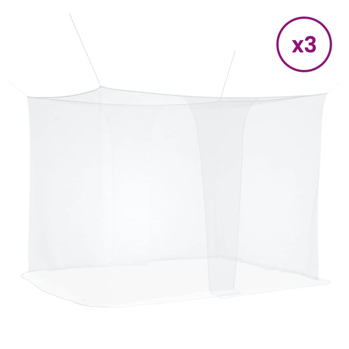 vidaXL - Muggennet - voor - bed - 3 - st - 156 - mesh - Wit - 220 - x - 200 - x - 210 - cm