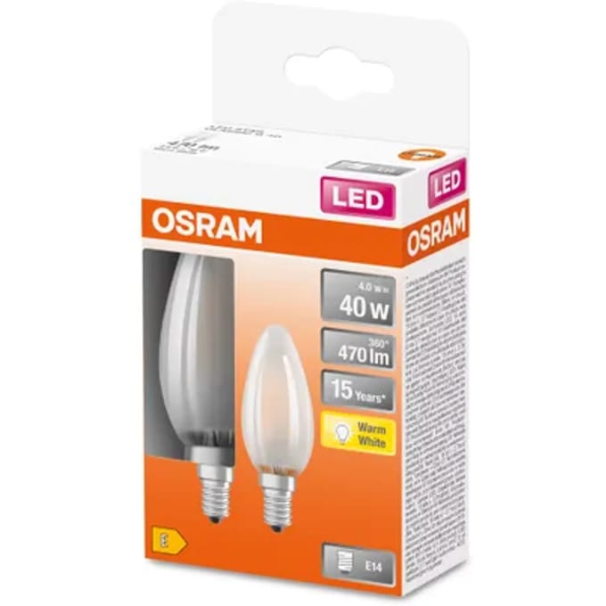 Osram Ledlamp Kaars Retrofit - D3,5cm - Warm Wit - E14 - 4w - 2 Stuks