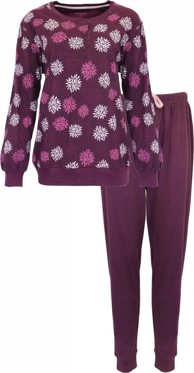 Tenderness Dames Pyjama - Katoen - Bloemenprint - Paars - Maat M