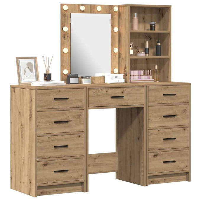 vidaXL - Kaptafel - 3 - st - Bruin - 40 - x - 41 - x - 135 - cm - Bewerkt - hout