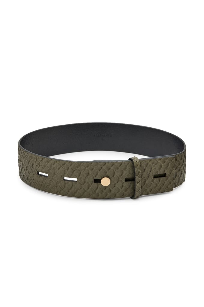 AllSaints Ananta Studded Belt Olive Green Größe: S | Gürtel Outlet | Damen | Grün