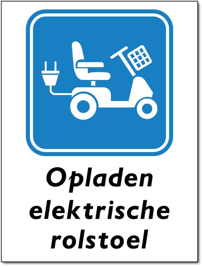 Rolstoel opladen bord - Elektrisch - Forex - 30 x 40 cm - Weerbestendig