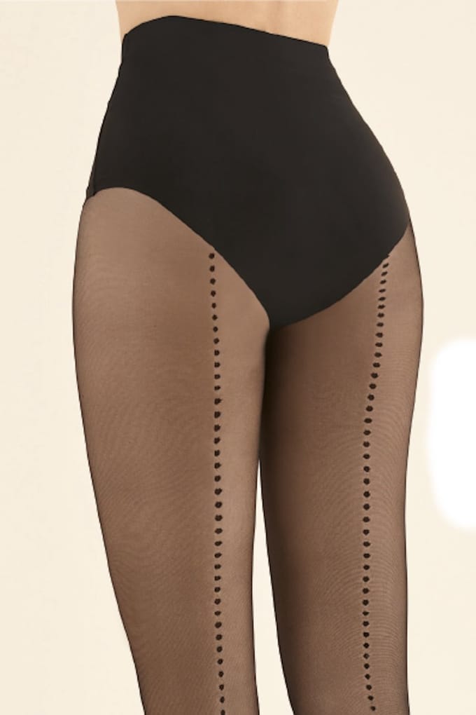 Naadpanty - Stippen - 20 denier - Zwart - Maat: M - Model: Diana