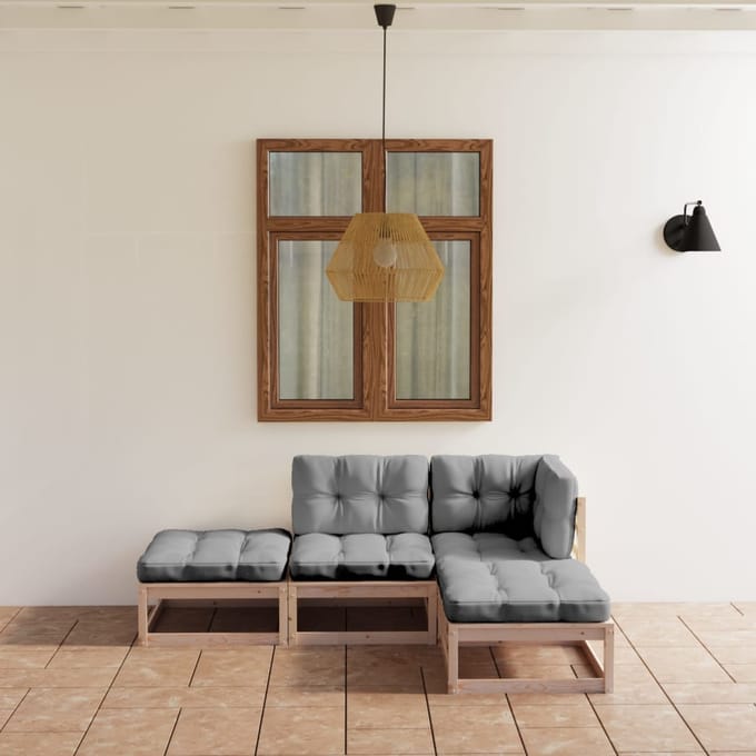 vidaXL - 4-delige - Loungeset - massief - grenenhout