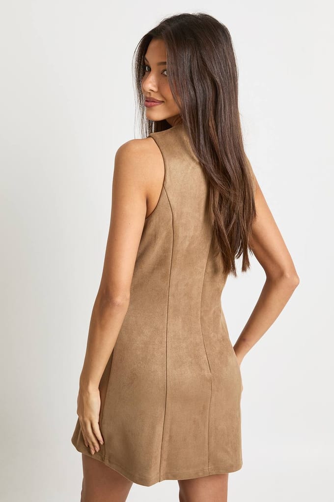boohoo Dames Nepsuede shiftjurk | Camel | Maat: 6