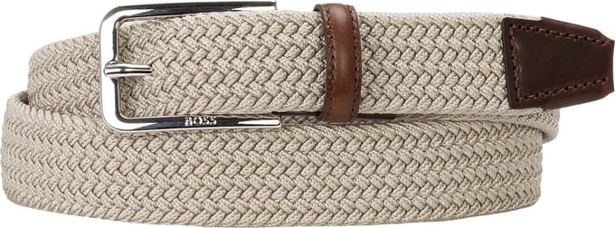 BOSS leren heren riem - licht beige