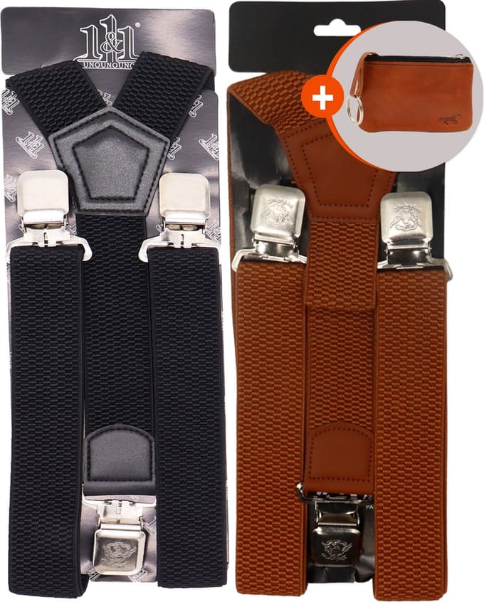 Safekeepers Bretels Heren - Brede Clip - 2 Stuks Zwart & Bruin