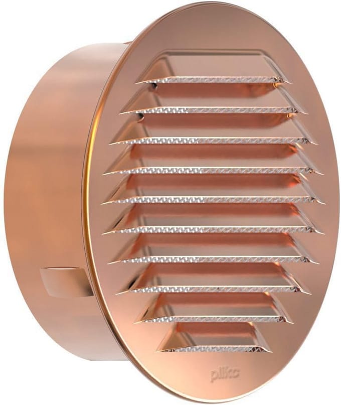Rond Ventilatie Rooster met Insektengaas Koper Kleur