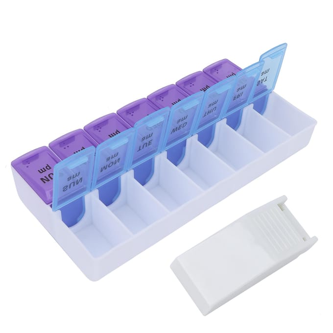 AM PM 7 Dagen Pillendoos Wekelijkse Pillenorganizer Capsule Supplementen Vitaminepillen Reis Pillendoos white
