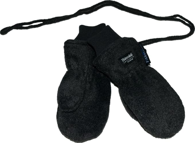 P&T Wanten Kinderen met Touwtje - Fleece - Thinsulate Voering - Zwart - 4-5j