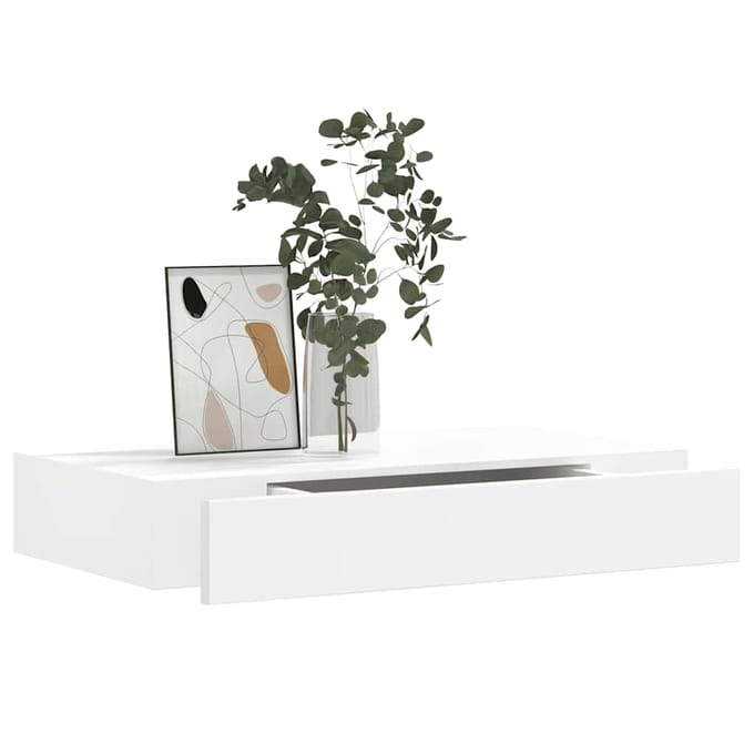 vidaXL - Wandschap - met - lade - zwevend - MDF - wit