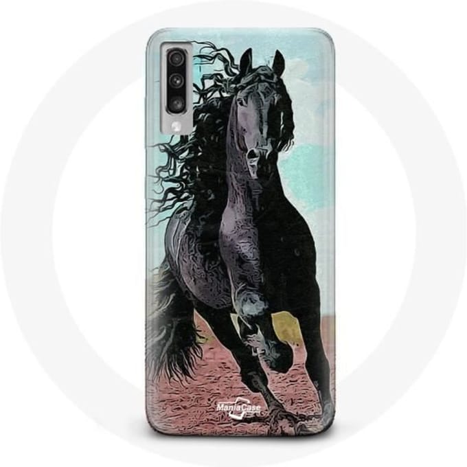 Hoesje voor Samsung Galaxy A70 Zwart Friese Paard