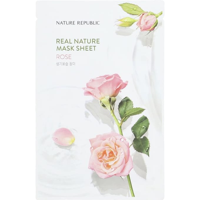 Nature Republic, Real Nature Beauty Mask Sheet, Rose, 1 sheet, 23ml (0.77fl oz) white