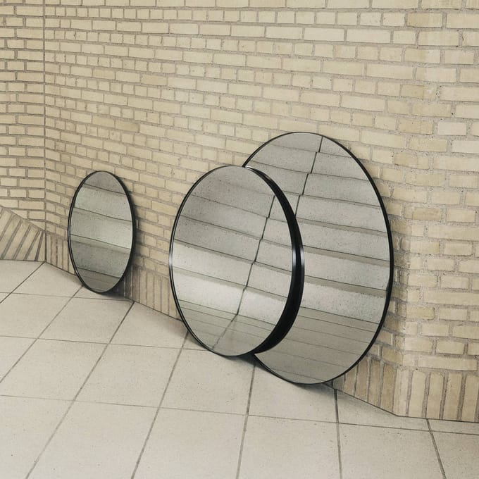 AYTM Spiegel Circum, helder / zwart, Ø 70 cm, glas, MDF-hout