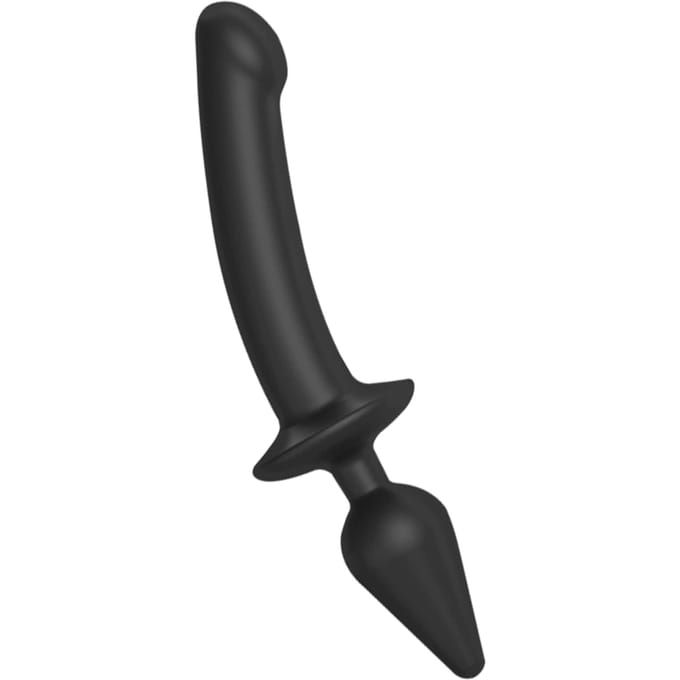 Strap-On-Me - Semi-Realistische Switch Plug-In 2-in-1 Dildo & Buttplug - Zwart XXL