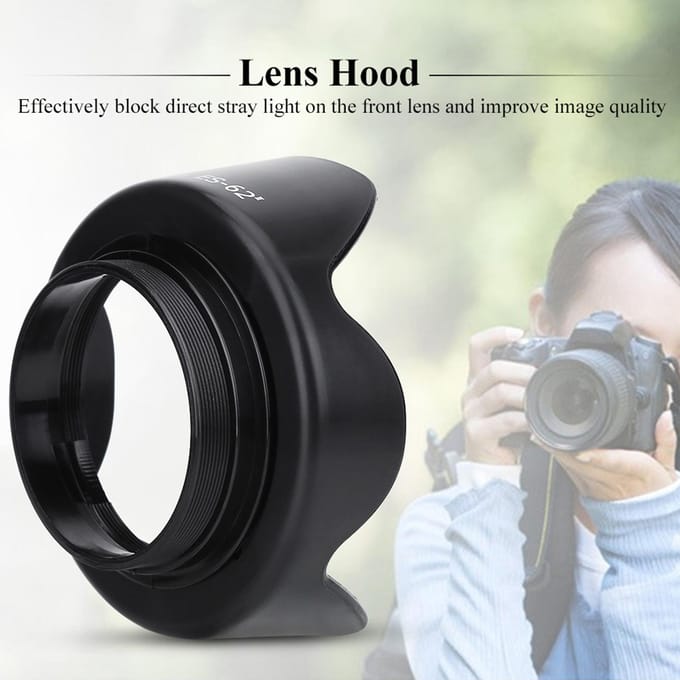 Pare-soleil d'objectif DSLR ES 62II pour Canon 50mm f 1.8 II avec Bouchon d'objectif white
