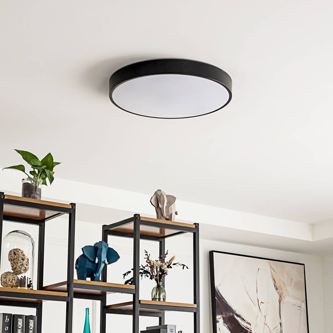 Lindby Smart LED plafondlamp Innes zwart 48cm RGB CCT Tuya