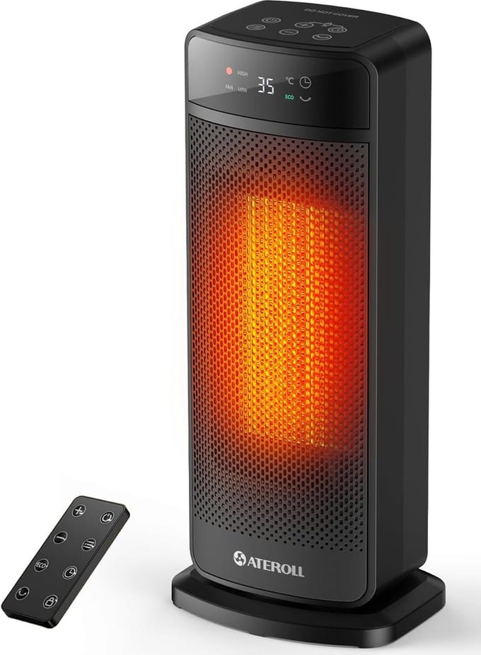 Keramische kachel - Elektrische verwarming - Binnenruimte verwarmen - Snelle warmteafgifte - 175 x 14 x 40 cm - Zwart