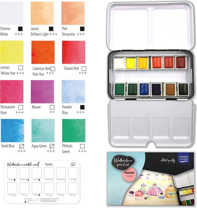 Vaessen Creative Aquarelverf Pastel 12 kleuren