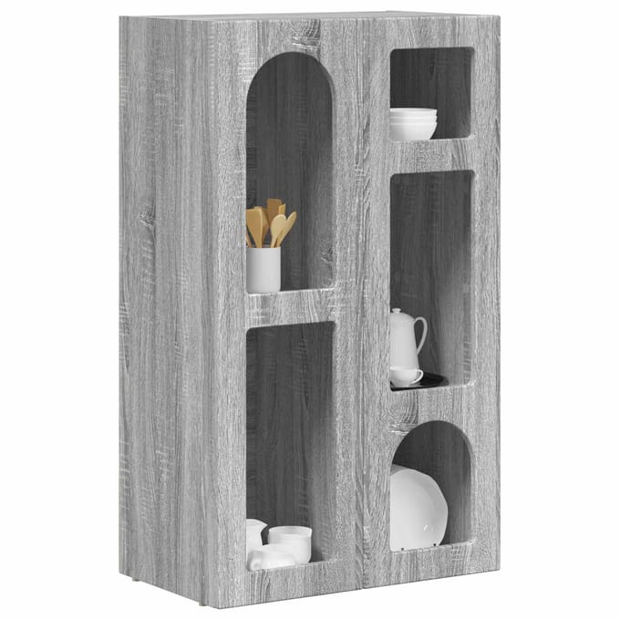 vidaXL - Dressoir - ELST - Grijs - Sonoma - 59 - x - 35 - x - 100,5 - cm - Bewerkt - hout