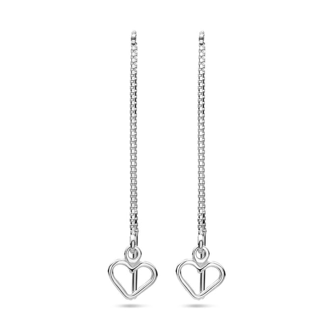 Zilver Gerhodineerd Doortrekoorbellen Hart 1338622